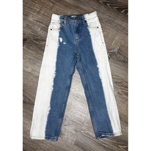 Pacsun Kids Girls Denim Two Toned Jeans‎ Adjustable Waist Straight Leg Size 7